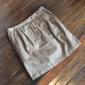 fred perry khaki twill high rise mini pencil skirt